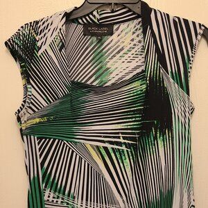 Black, Green, and White Evan Picone blouse